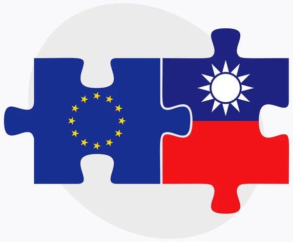 Bandeiras da União Europeia e de Taiwan — Vetor de Stock