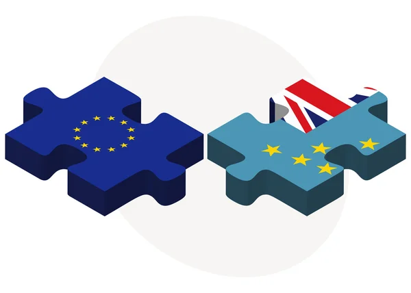 Europese Unie en Tuvalu vlaggen — Stockvector