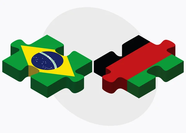 Banderas de Brasil y Afganistán en rompecabezas — Vector de stock