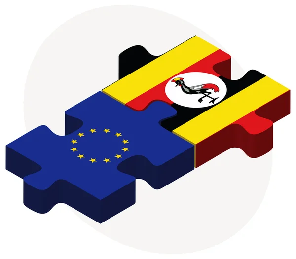 Banderas de la Unión Europea y Uganda — Vector de stock