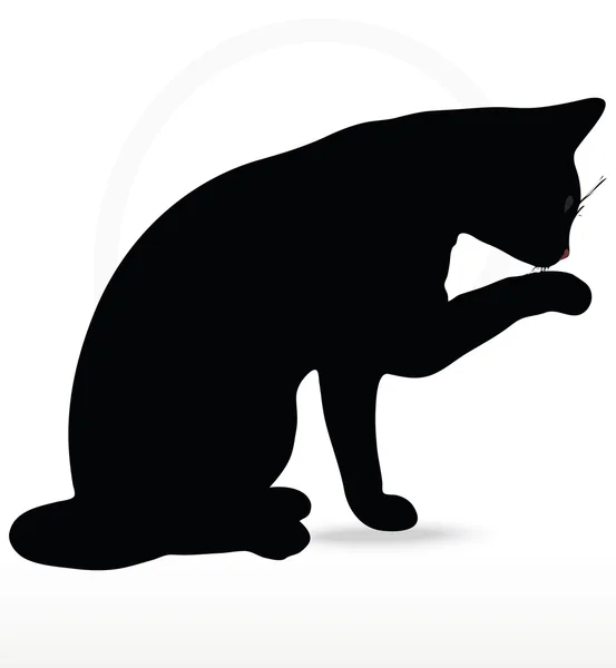 Vector afbeelding - kat silhouet in schoonmaken Paw pose — Stockvector