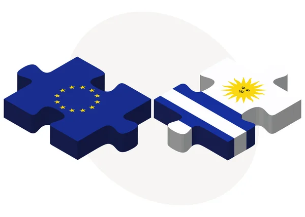 Banderas de la Unión Europea y Uruguay — Vector de stock