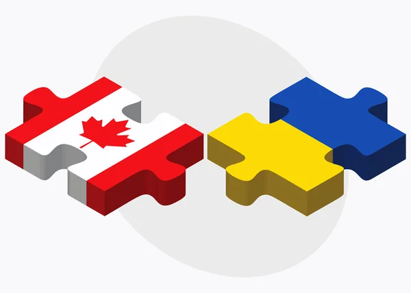 Bandeiras do Canadá e da Ucrânia — Vetor de Stock
