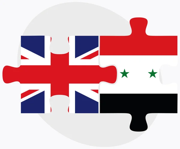 Bandeiras do Reino Unido e da Síria — Vetor de Stock