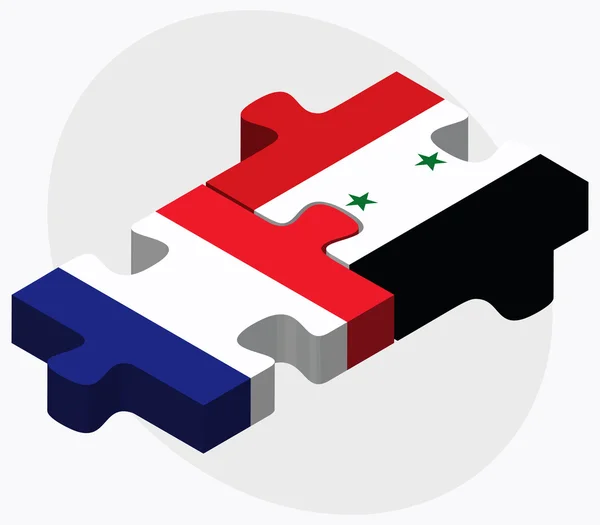 Frankreich und Syrien Flaggen — Stockvektor