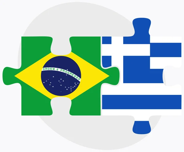 Brasilien und Griechenland-Flaggen — Stockvektor