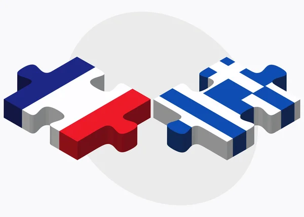 Banderas de Francia y Grecia — Vector de stock