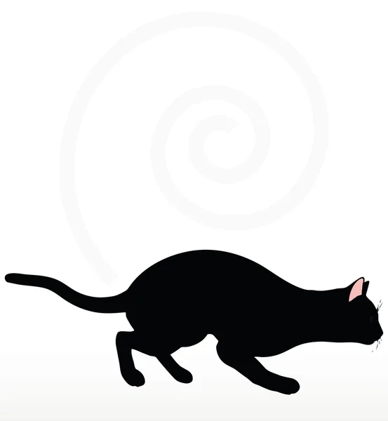 Silhouette de chat dans la pose Stalking — Image vectorielle