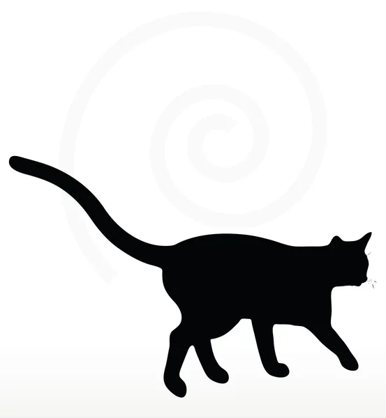 Kedi siluet yürüyüş poz — Stok Vektör