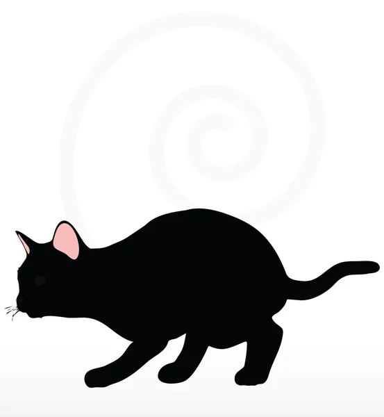 Cat silhouette in Stalking pose — Stock Vector