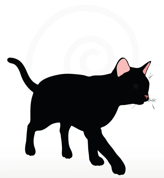 Kat silhouet in Walking pose — Stockvector