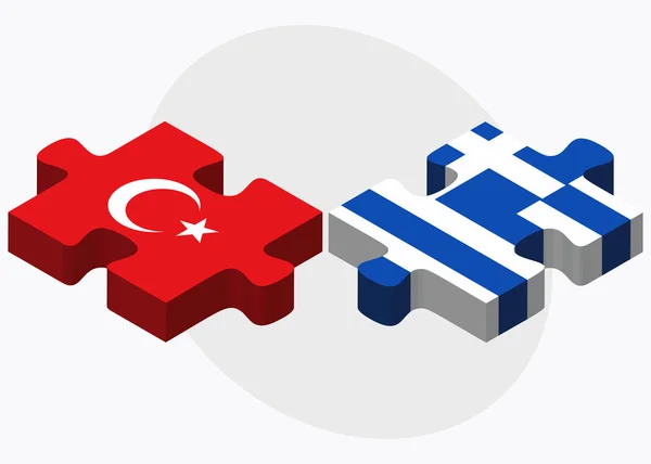 Türkei und Griechenland Flaggen — Stockvektor