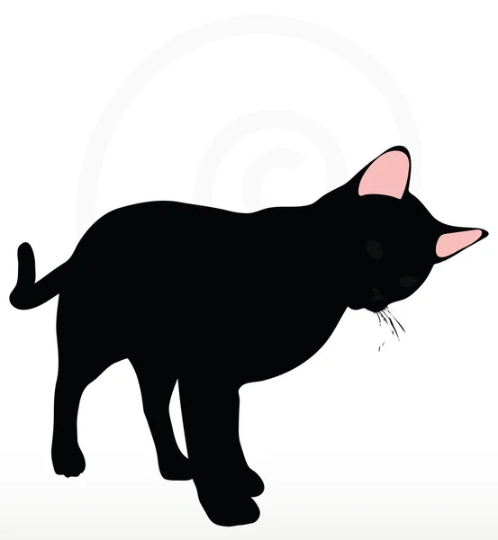 Kat silhouet in wrijven geur pose — Stockvector