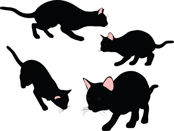 Silhouette de chat dans la pose Stalking — Image vectorielle
