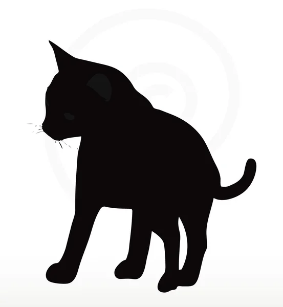 Kat silhouet in wrijven geur pose — Stockvector