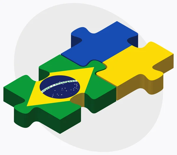 Bandeiras do brasil e da Ucrânia — Vetor de Stock