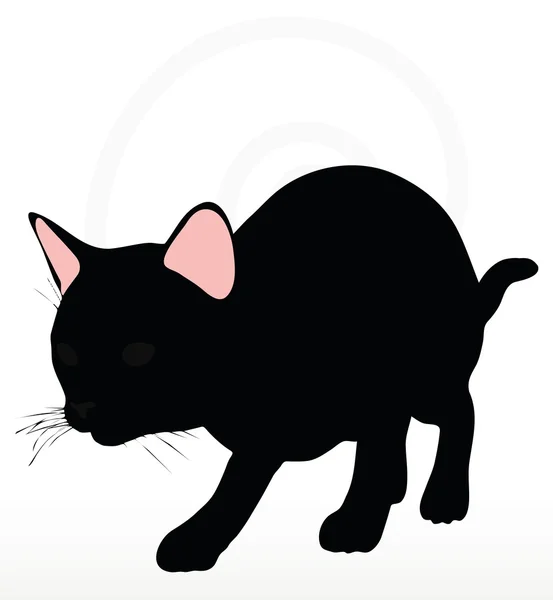 Cat silhouette in Stalking pose — Stock Vector