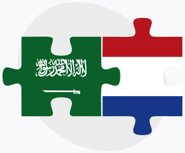 Saudiarabien och Nederländerna flaggor — Stock vektor