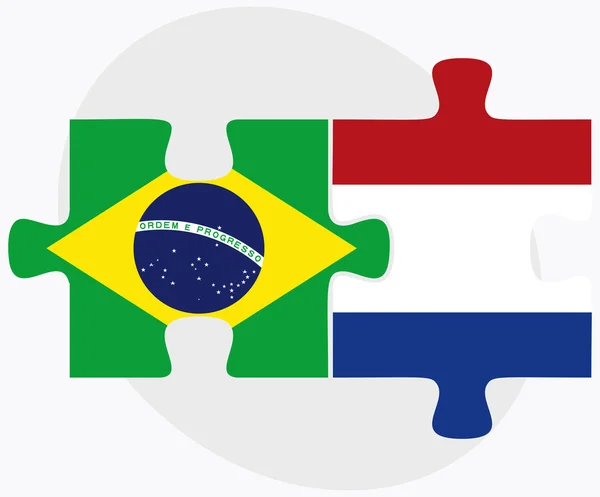 Brazilië en Nederland vlaggen — Stockvector