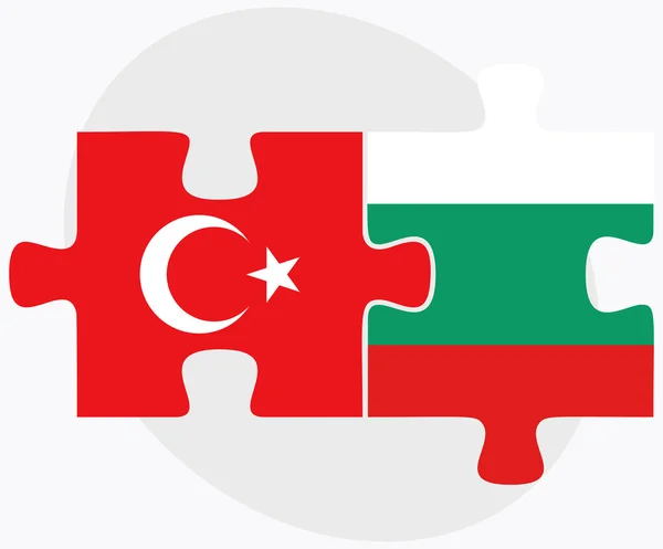 Turkiet och Bulgarien flaggor i pussel — Stock vektor