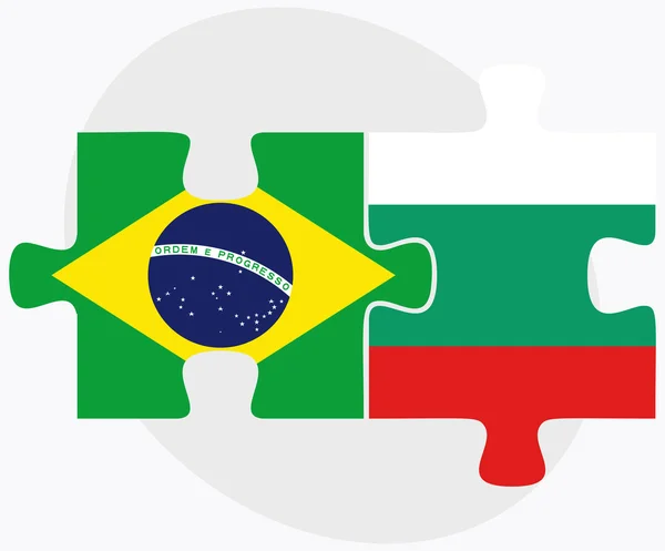 Brazilië en Bulgarije vlaggen in puzzel — Stockvector