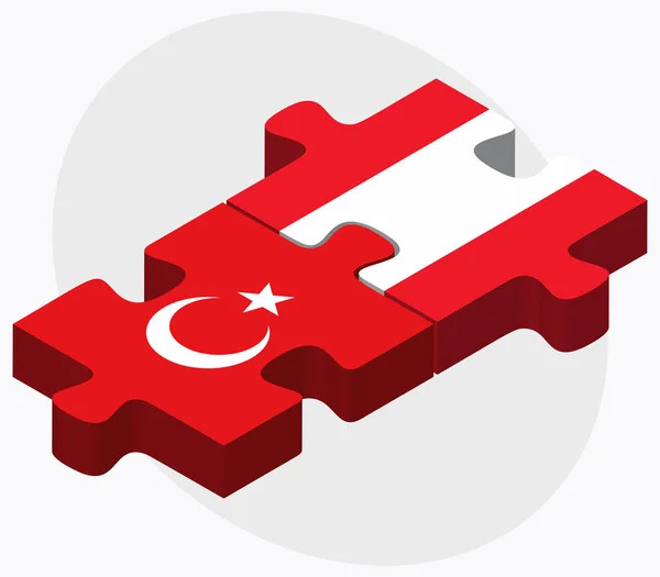 土耳其和奥地利国旗在拼图 — 图库矢量图片