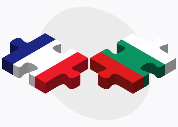 Francia e Bulgaria Bandiere nel puzzle — Vettoriale Stock