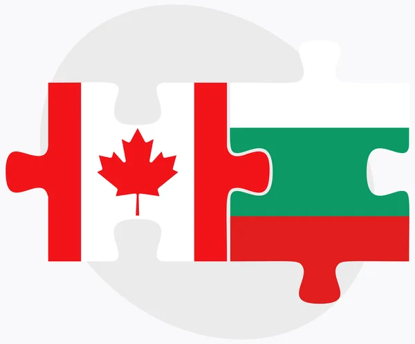 Banderas de Canadá y Bulgaria en rompecabezas — Vector de stock