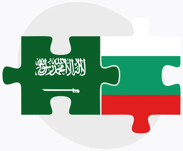Saudiarabien och Bulgarien flaggor i pussel — Stock vektor