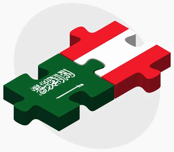 Saoedi-Arabië en Oostenrijk vlaggen in puzzel — Stockvector