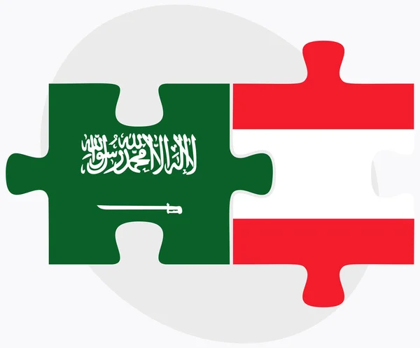 Arabie Saoudite et Autriche Drapeaux en puzzle — Image vectorielle