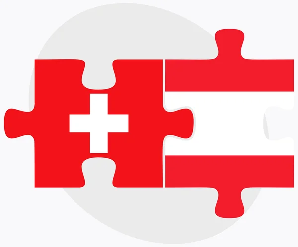 Switzerland and Austria Flags in puzzle — Stock Vector