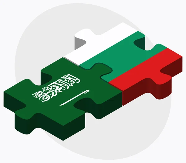 Saudi Arabia and Bulgaria Flags in puzzle — Stock Vector