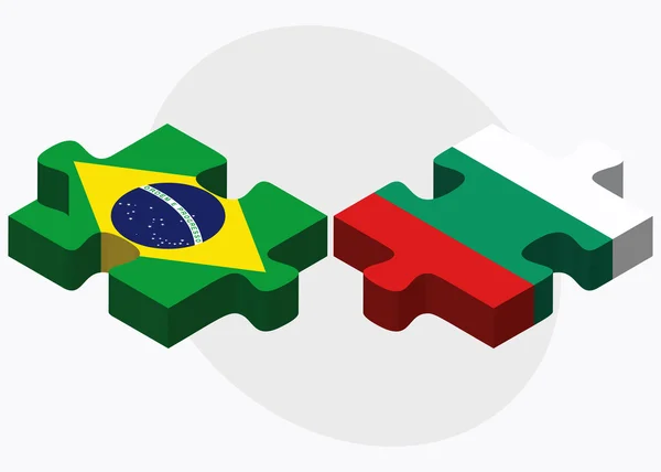 Brazil and Bulgaria Flags in puzzle — Stock Vector