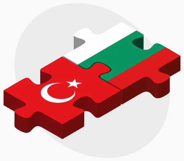Türkei und Bulgarien Flaggen in Puzzle — Stockvektor