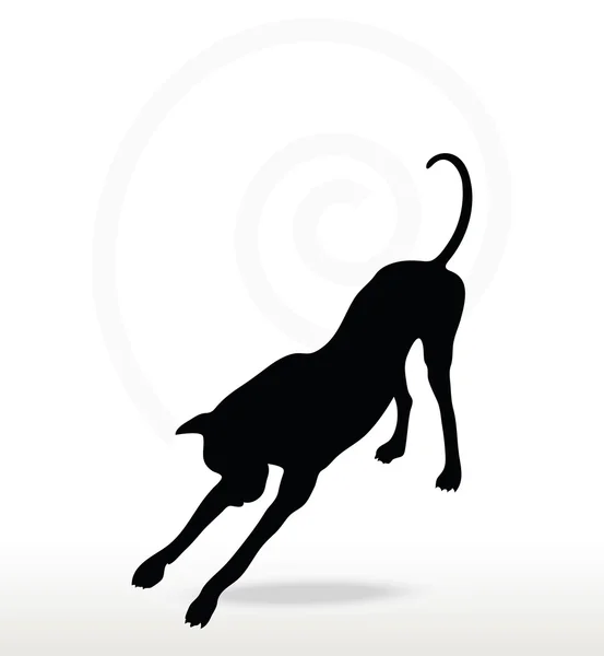 Silueta de perro en pose elástica — Vector de stock