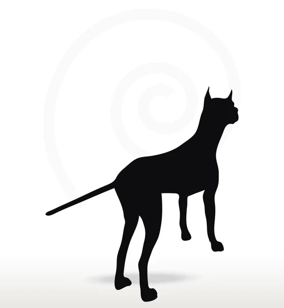 Hond silhouet in nog pose — Stockvector