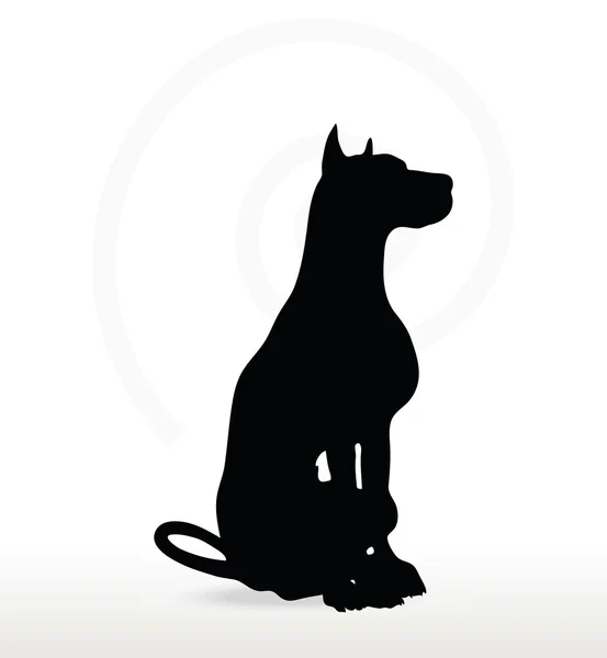 Silueta de perro en pose sentada — Vector de stock
