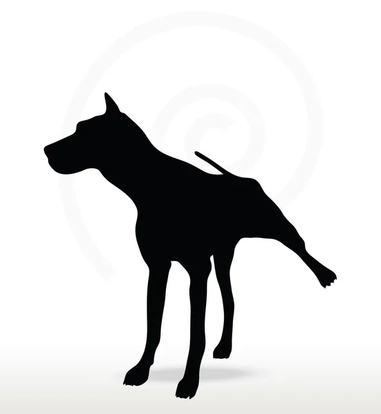 Silhouette de chien dans la pose de jambe surélevée — Image vectorielle