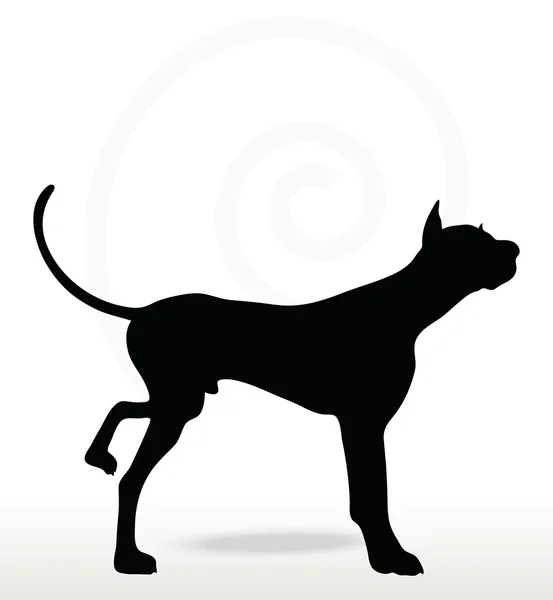 Silhouette de chien dans la pose de jambe surélevée — Image vectorielle