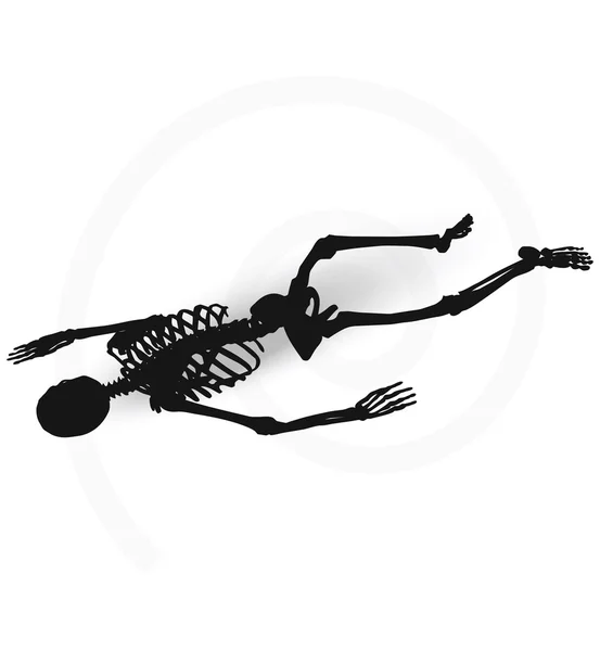 Skeleton silhouette in prone pose — Stock Vector