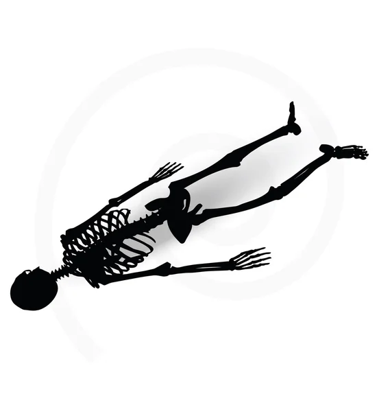 Silueta esqueleto en pose propensa — Archivo Imágenes Vectoriales