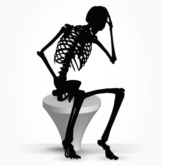 Esqueleto silueta en pose de pensamiento — Archivo Imágenes Vectoriales