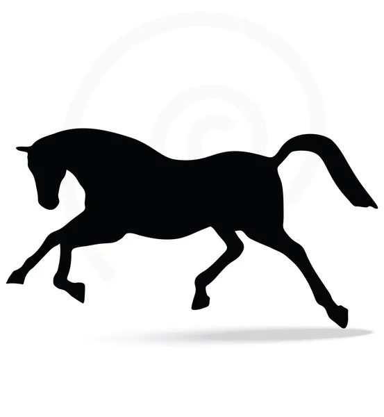 Silueta de caballo en pose de carrera — Vector de stock