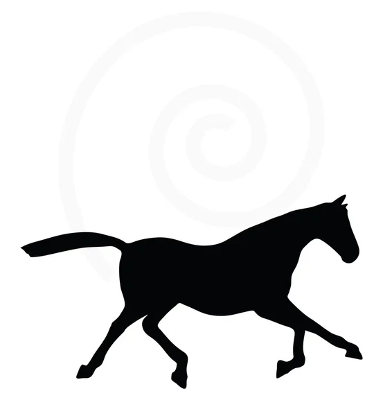 Silueta de caballo en pose de trote rápido — Vector de stock