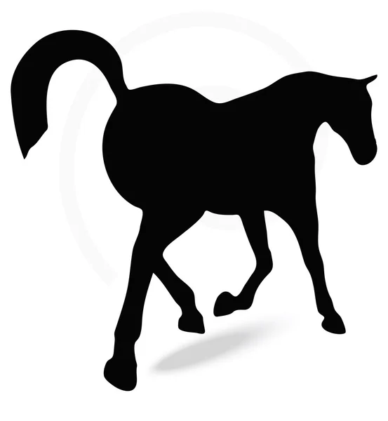 Silueta de caballo en prancing pose a pie — Vector de stock