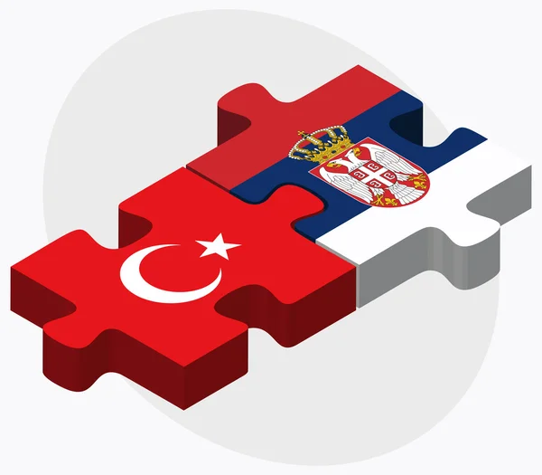 Bandeiras de peru e sérbia — Vetor de Stock
