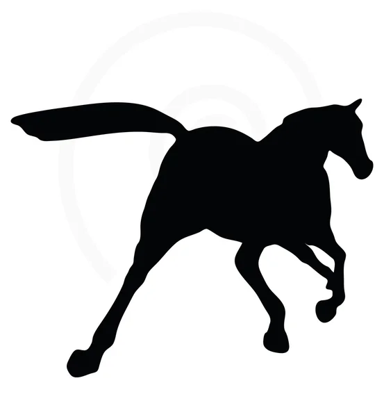 Silueta de caballo en pose de trote rápido — Vector de stock