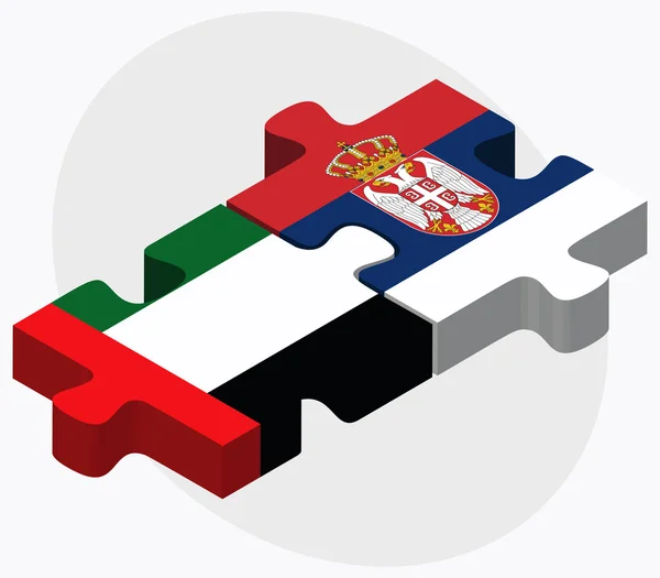 Emirados Árabes Unidos e Sérvia Bandeiras — Vetor de Stock