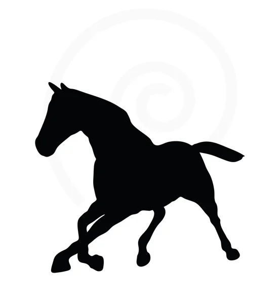 Silueta de caballo en pose de trote rápido — Vector de stock